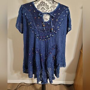 Beautiful‎ boho embroidered and sequin embellished tunic top
